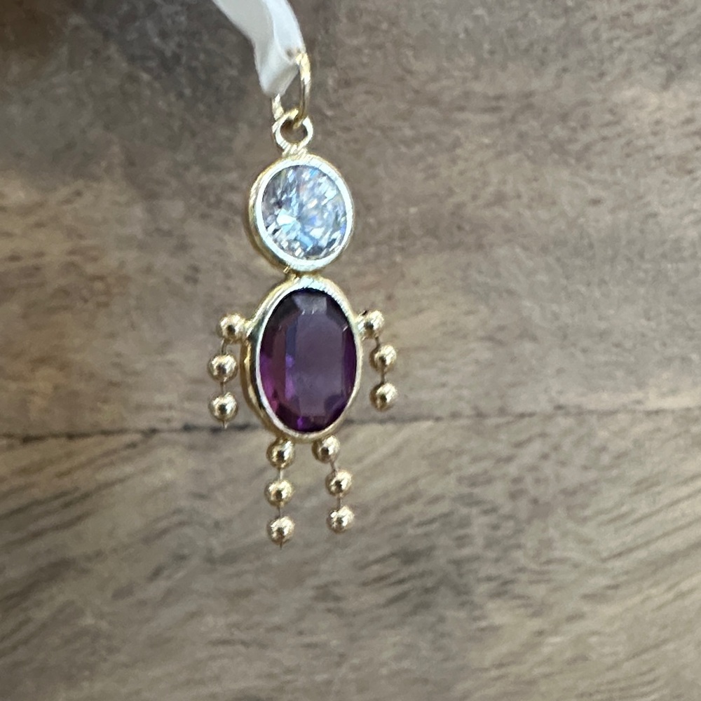 14k Birthstone Baby Vintage Gold Pendant Charm